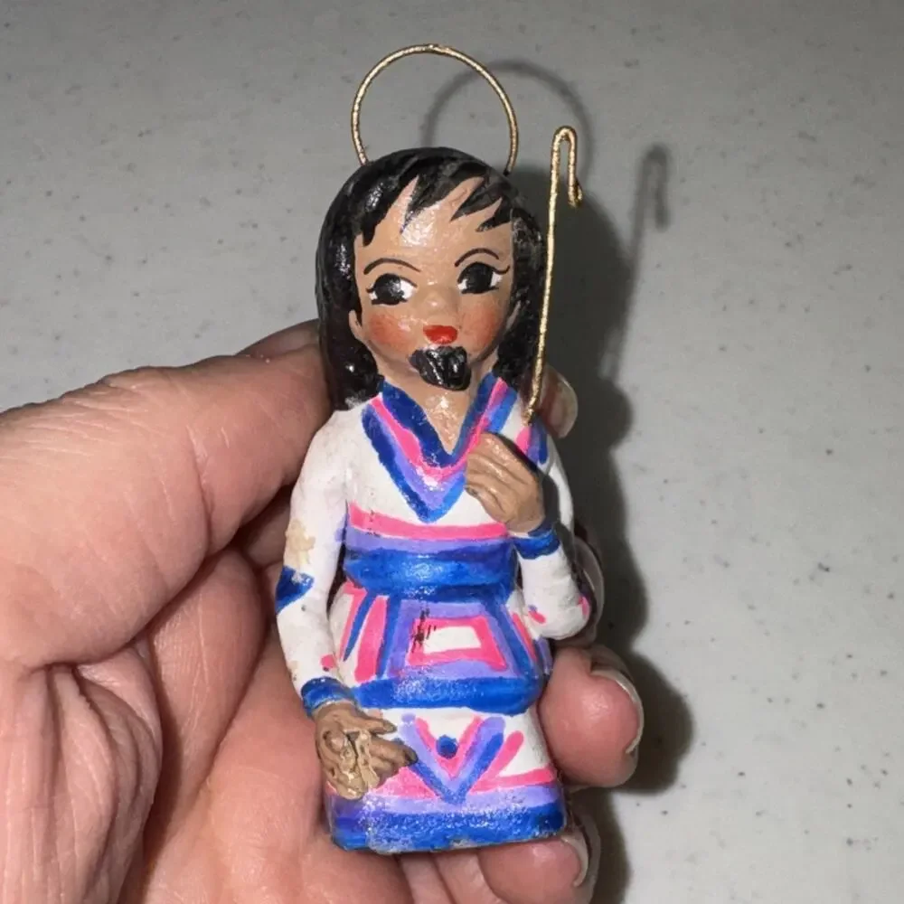 VTG Mexican Hand Painted Folk Art Clay Nacimientos Nativity 10pc Bright SEE PICS